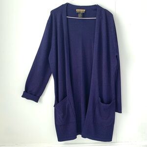 vintage 80s/90s dark deep midnight blue extra-long cardigan sweater